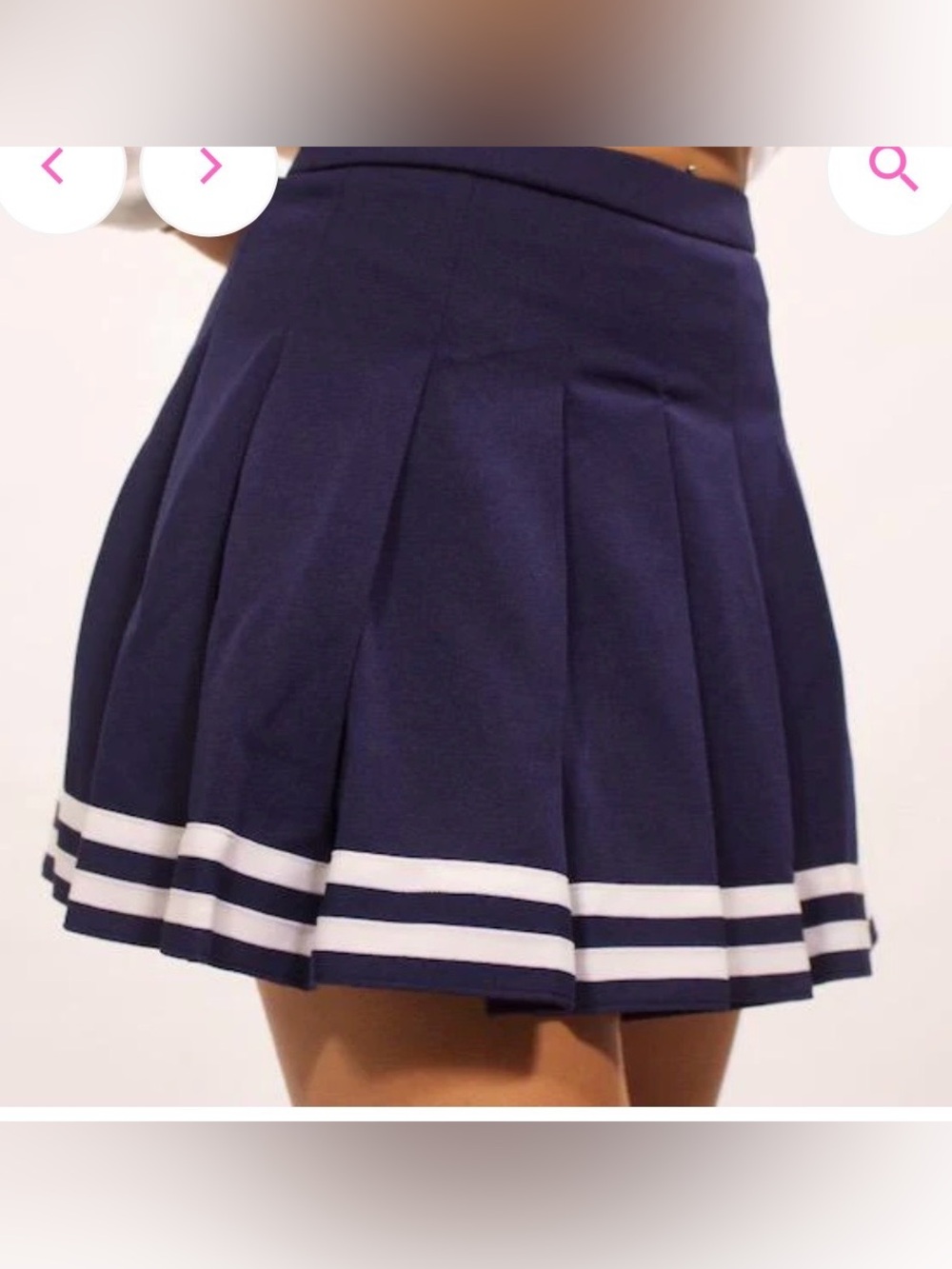 CC Dancewear Navy Cheer Cheerleading  Pleated Skirt Adult Large White Stripe